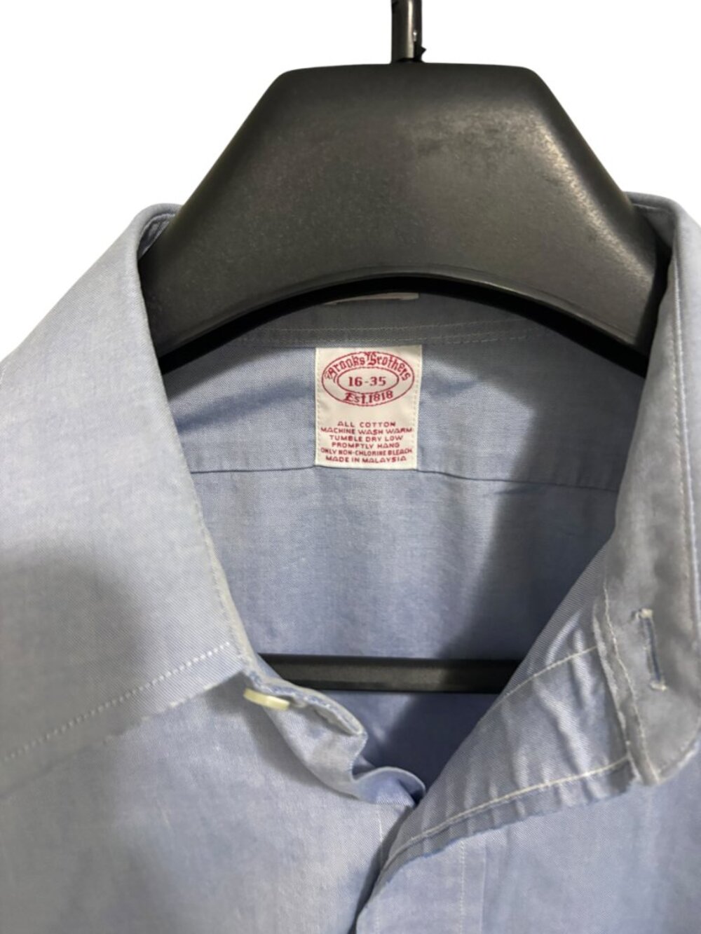 Brooks Brothers 1818 Regular Fit All Cotton Shirt Mens Size 16-35 Blue - Picture 5 of 6